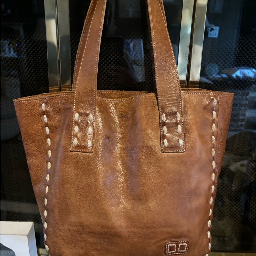 Brown leather tote